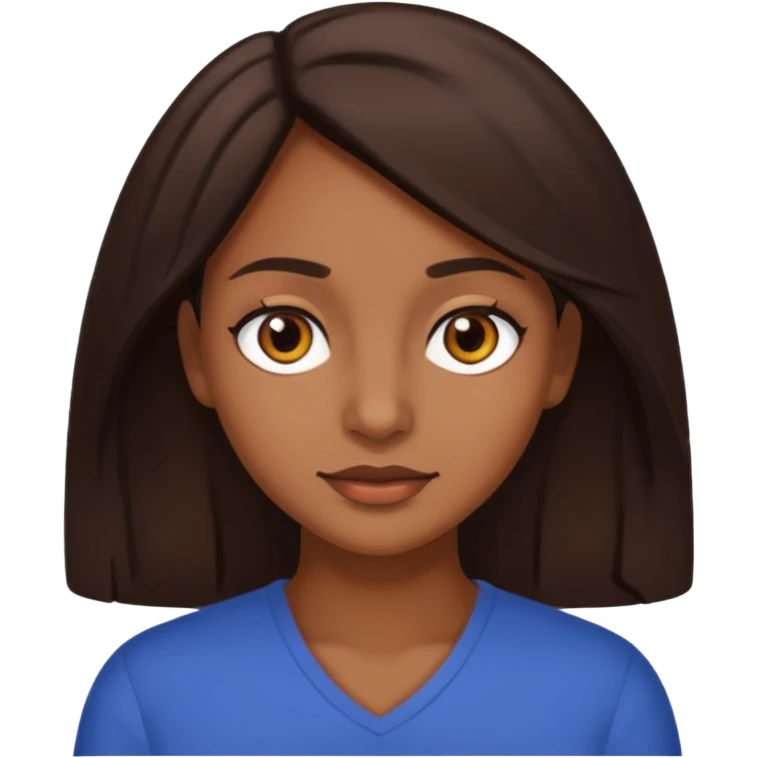Sou morena, meu cabelo é castanho médio escuro e meus olhos é castanho escuro emoji