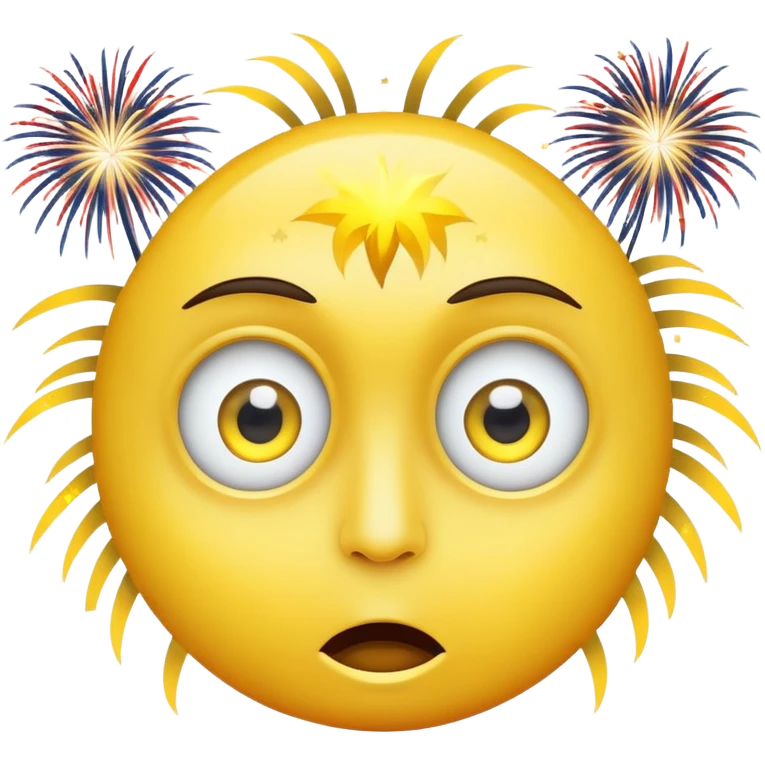 yellow face with wide eyes, fireworks in the background emoji