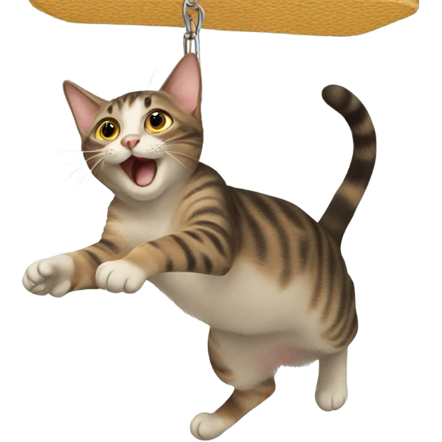 Cat swinging from the ceiling emoji