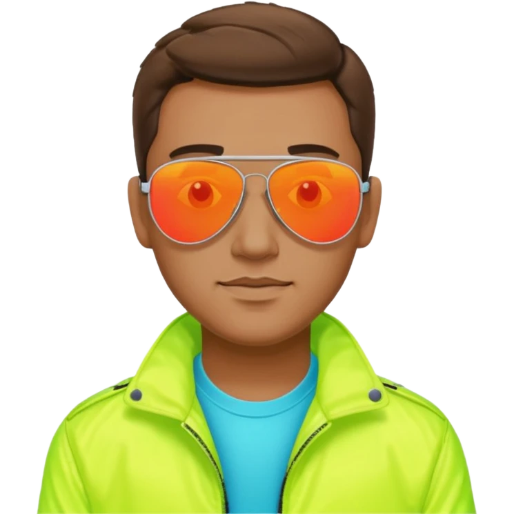 Neon theme man wearing reflective aviator sunglasses emoji