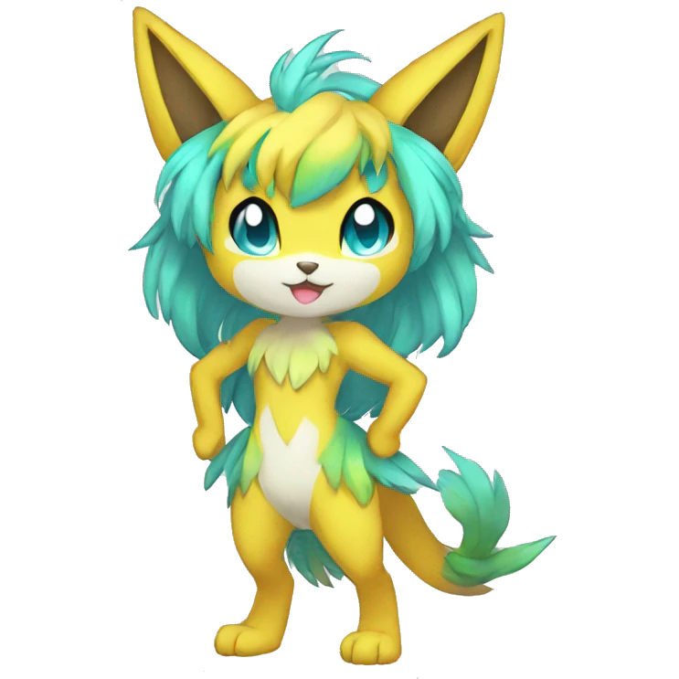 Anthro Sona Colorful Shiny Fakemon Full Body emoji