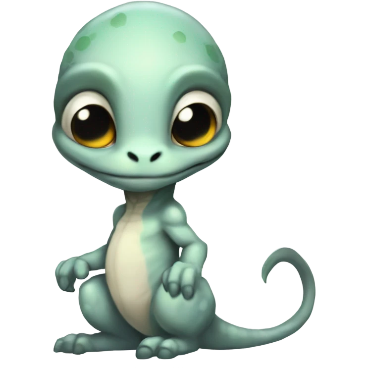Chibi, White, Anthro-Sona-Lizard-Alien-Fakémon, Full Body emoji