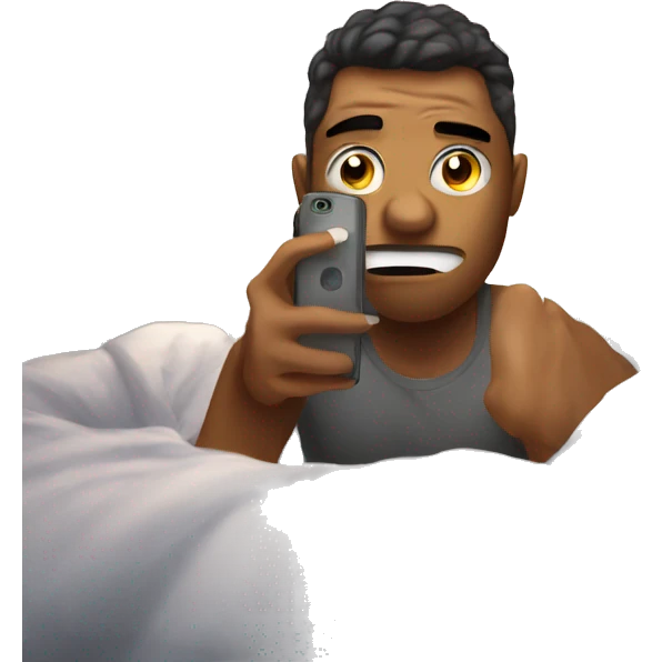 selfie in bedroom with phone angry emoji