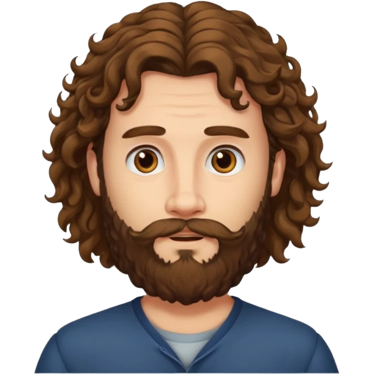 long curly hair bearded man emoji