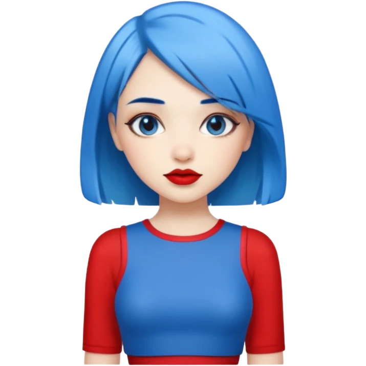 büyük memeli mavi saçlı çok güzel bir kız mini etekli kırmızı ruj emoji