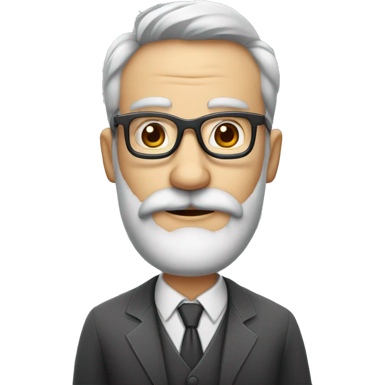 profesor de ingles, calvo, con barba pero no muy frondosa, y con gafas emoji