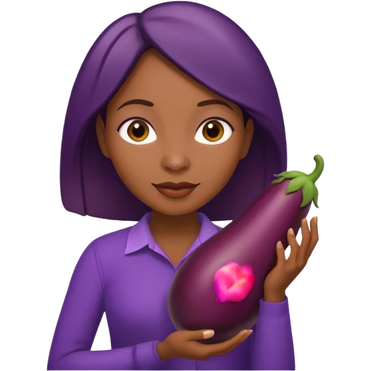 black Woman holding eggplant emoji