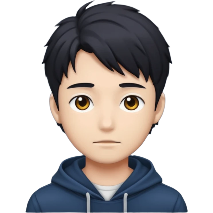 A dark anime-style illustration of a young man emoji