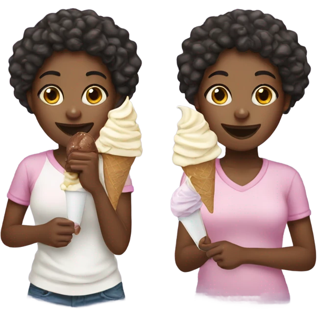 black girl eating ice cream emoji