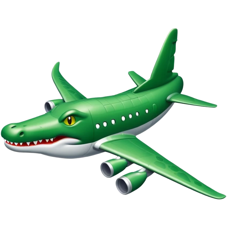 Ein ein Flugzeug mit einen Krokodil Kopf was im Himmel fliegt  emoji