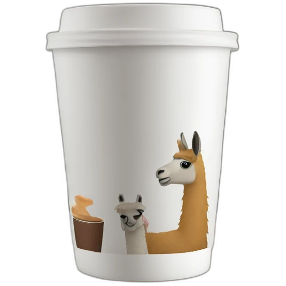 coffee cup with llama emoji