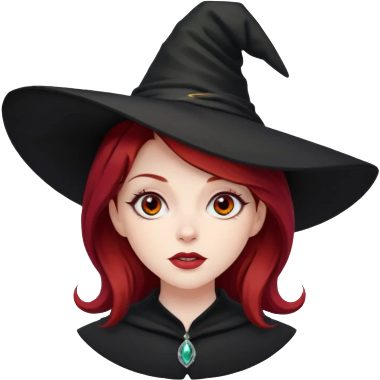 Dark blood Red haired witch, sassy, rolling eyes upwards rude emoji
