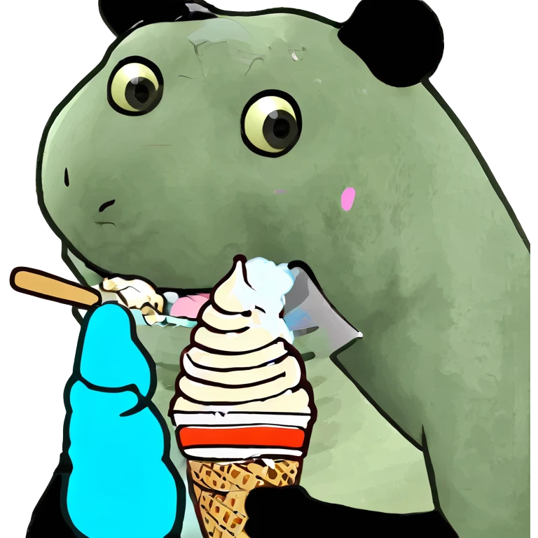 Panda eating ice cream emoji