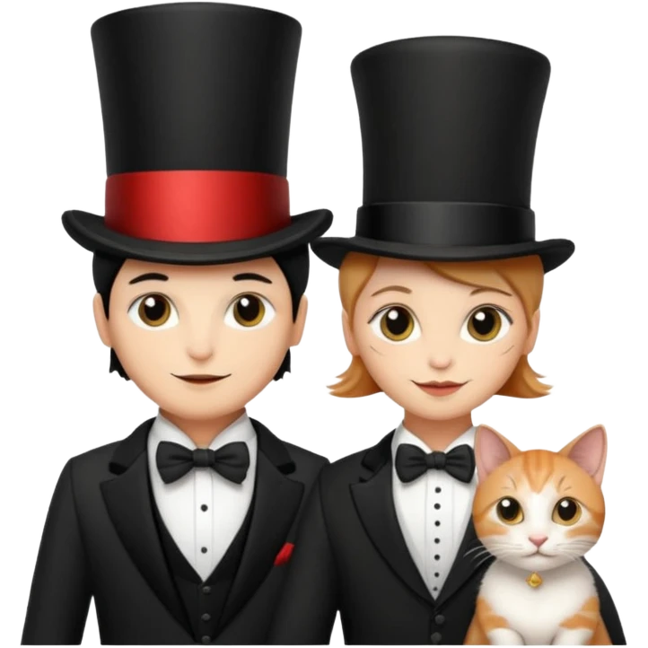 magician couple and their pet cat emoji