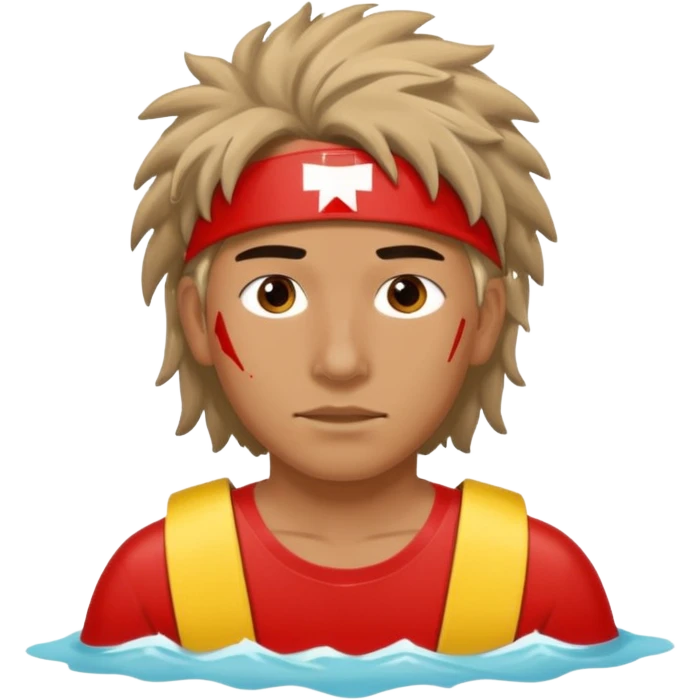 Lifeguard Native American Teenager with messy hair rescuing someone emoji