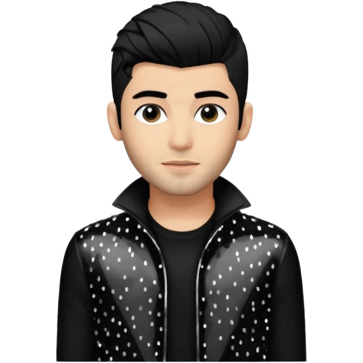Zayn Malik from One Direction with light skin, black hair, black sequin outfit emoji