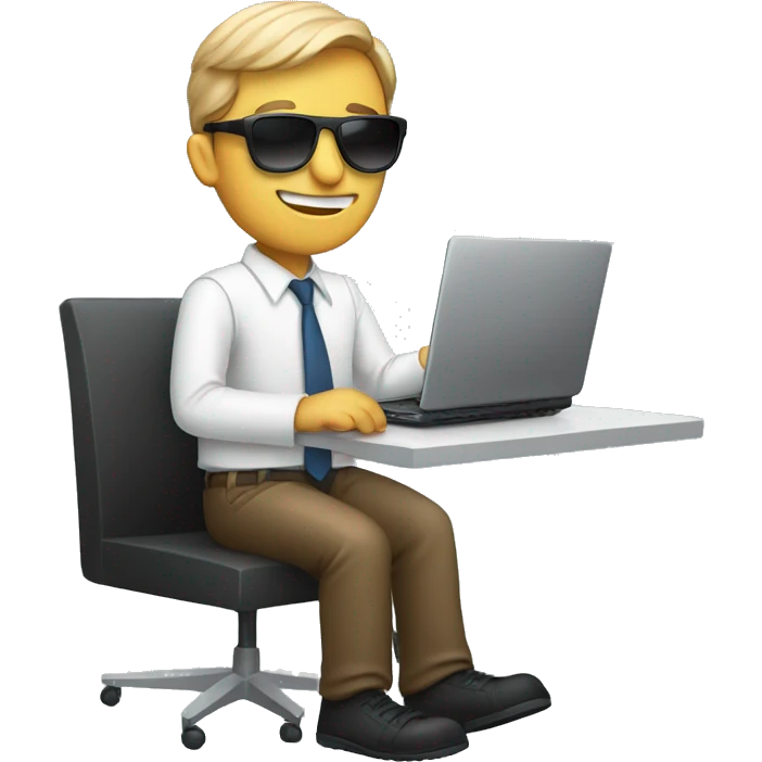 man technologist with macbook and sunglasses emoji