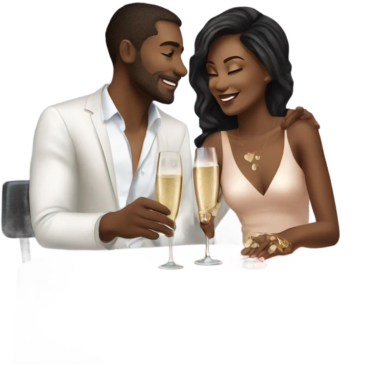 Romantic date for beautiful fashionable couple drinking champagne  emoji