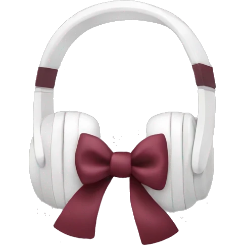 White headphones with burgundy bow emoji