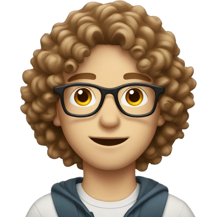 white boy with brown curly hair snd with glasses emoji