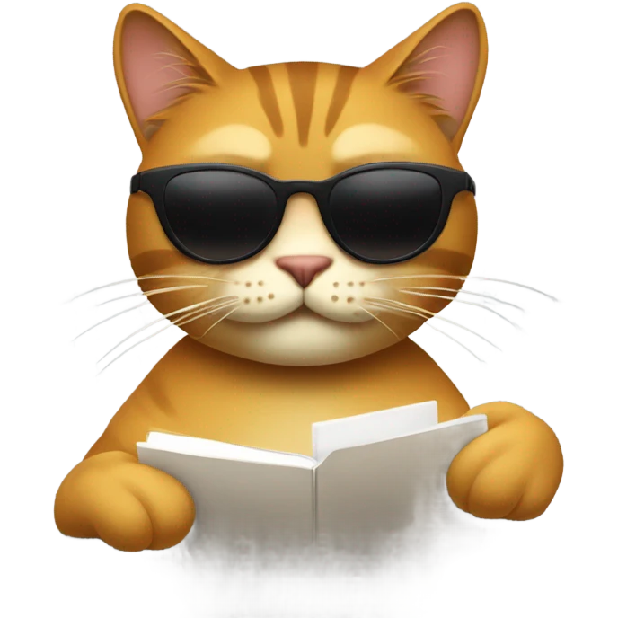 Create an emoji of the same cool cat (with sunglasses) checking off a simple list with its paw. The cat should look satisfied/pleased. Keep the same minimal style but make it look effortless and fun. Maybe add a tiny checkmark floating near its paw. emoji