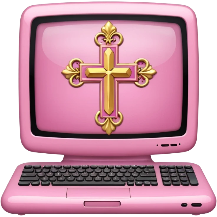make a catholic computer with very girly pink tones emoji
