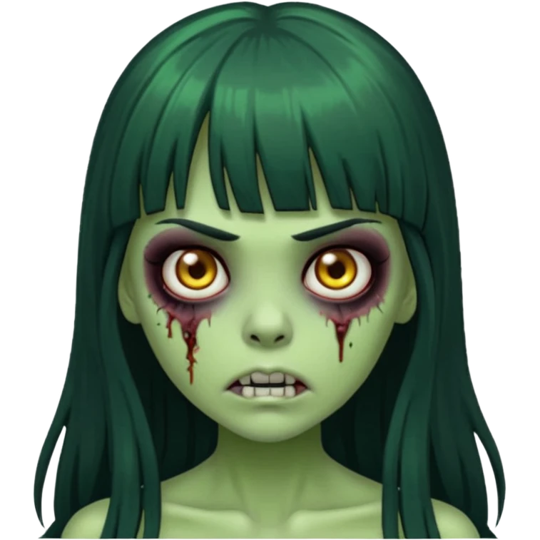green zombie girl with long hair and bangs emoji