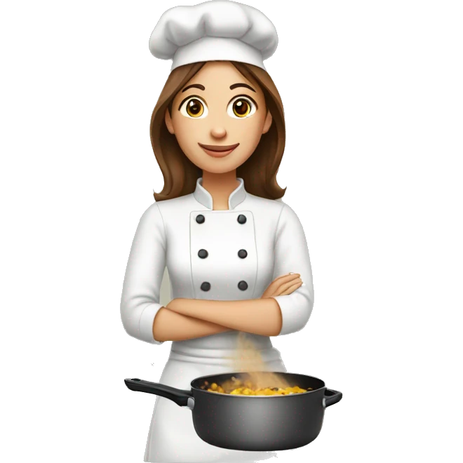 Giunge Woman with brown hairs cooking emoji