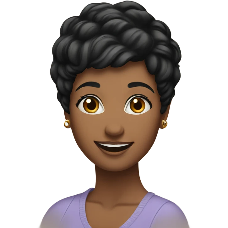 woman short pixie cut smiling, black hair emoji