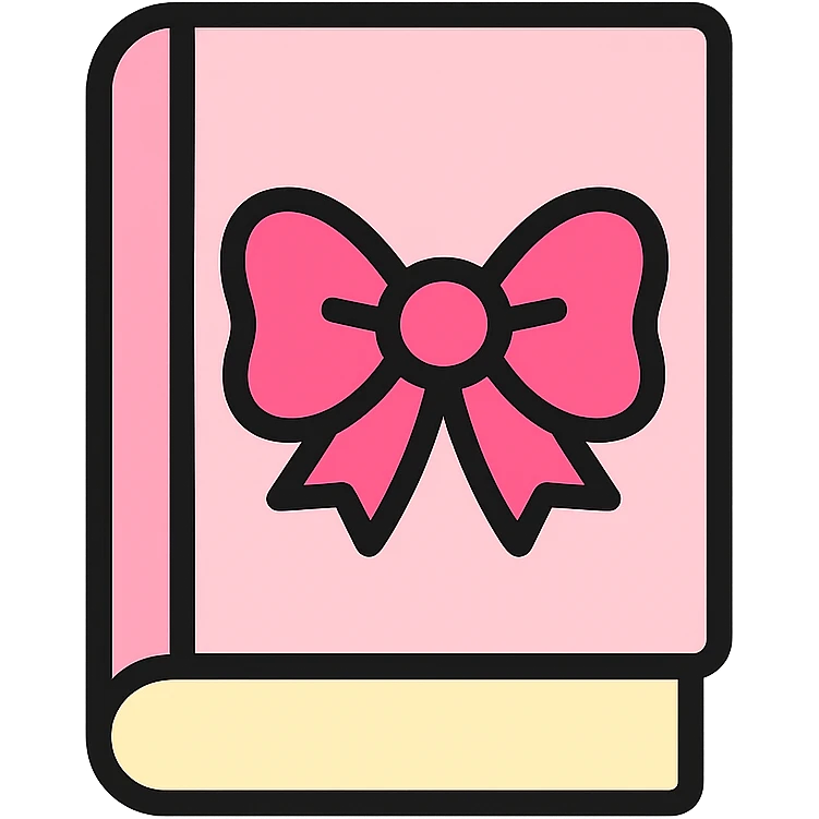 light pink book with a pink bow icon emoji