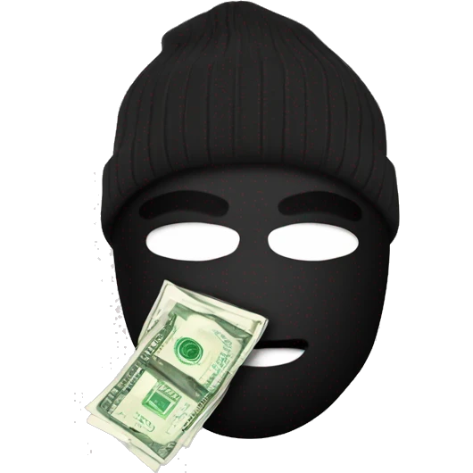 Ski mask holding money bag emoji