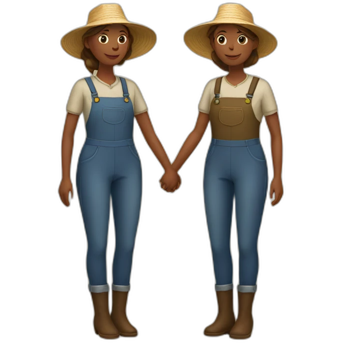 two female farmers holding hands emoji