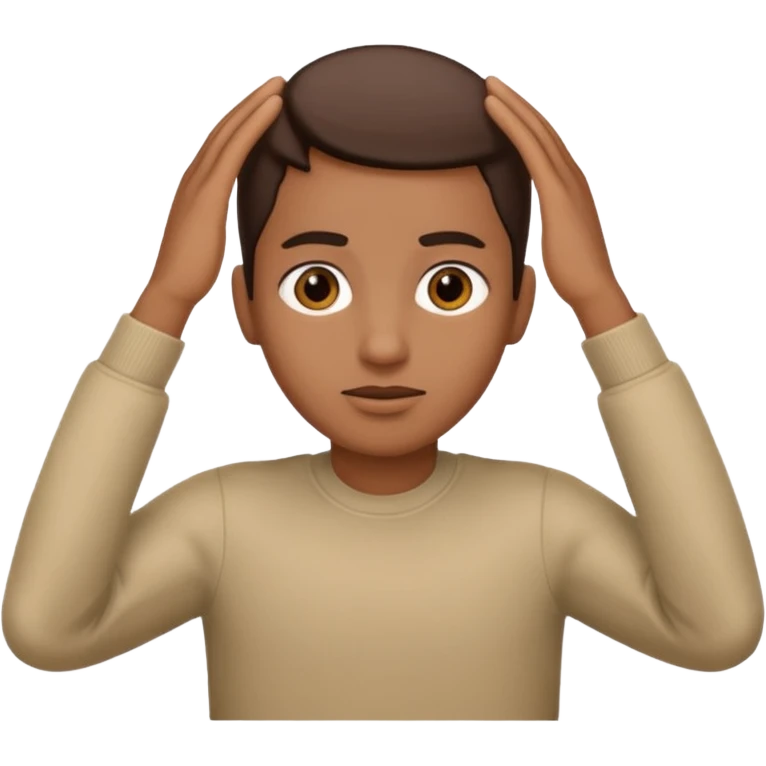 🥷🏽: inspire toi de cet emoji faisant en sorte qu’il est les mains sur les deux côtés de la tête  emoji