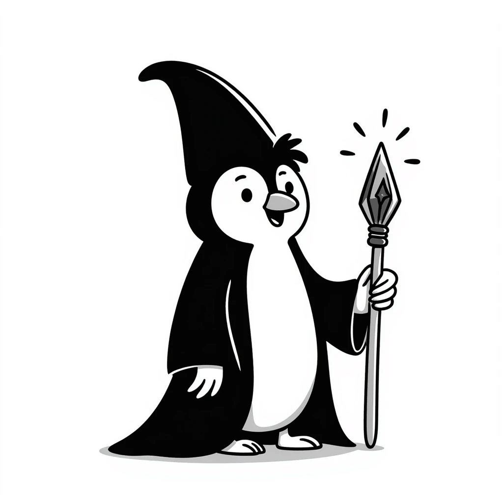 A penguin wizard emoji