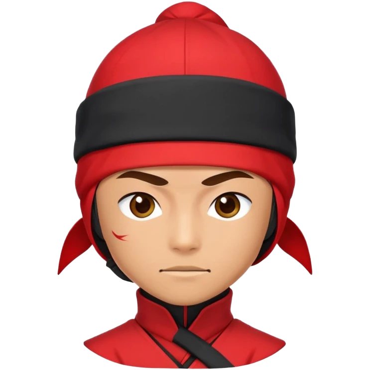 Ninja in a red suit with a hat that says ynf emoji