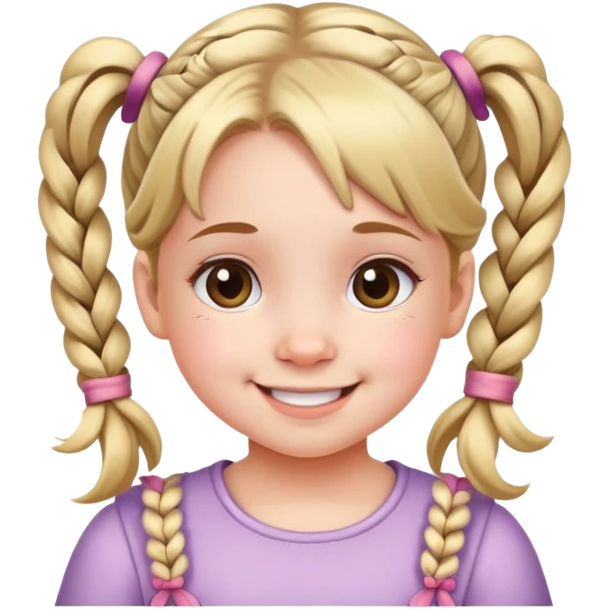 Little girl with pigtails and a cute smile emoji