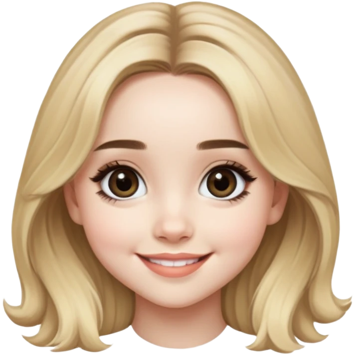 Sabrina Carpenter with blonde hair and big eyes, smiling emoji