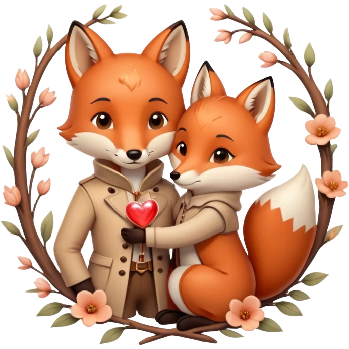 archer and fox together, romantic whimsical fairytale, soft colors, magical atmosphere, inspired by 'Once Upon a Broken Heart' emoji
