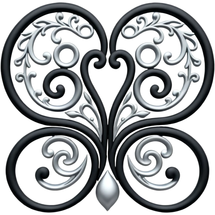 Black and silver filigree design, 3D, extremely detailed design emoji