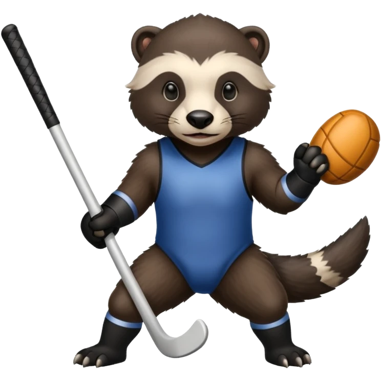Honey badger playing feild hockey emoji