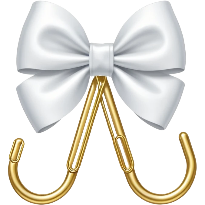 one gold paper clip with one small white bow in the middle emoji