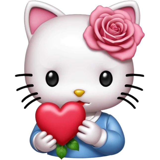 Hello kitty qui fait un bisous avec un cœur rose  emoji