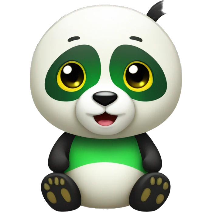 panda, full body, green and yellow emoji