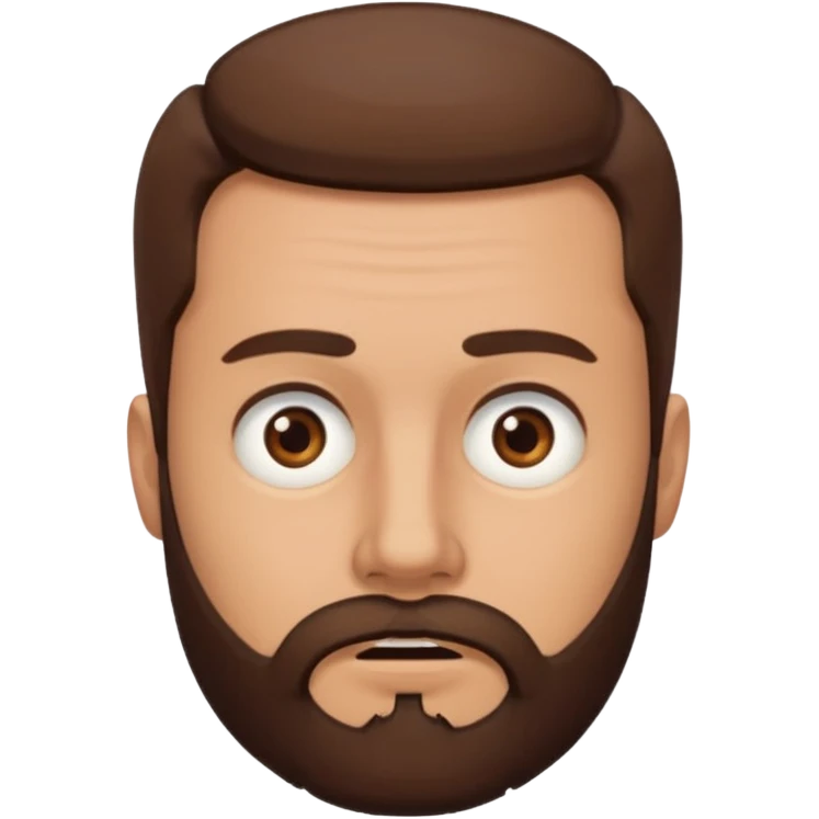 man, short hair, brown eyes, full beard, confused emoji