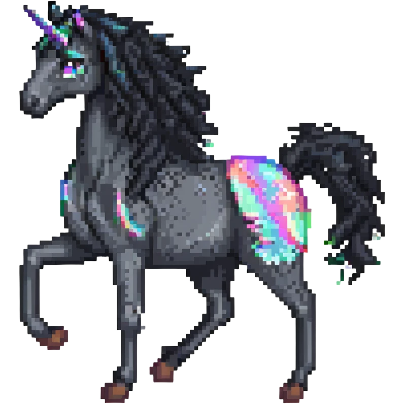 единорог черный лошадь, no background emoji