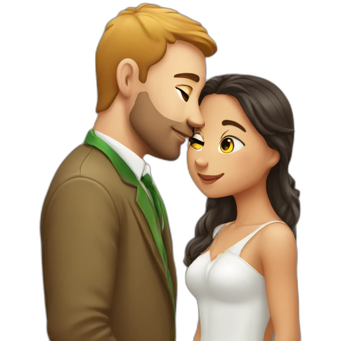 Brazilian girl kissing Irish guy emoji