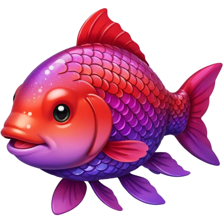 color gradient between red and purple glitter cute happy carp emoji