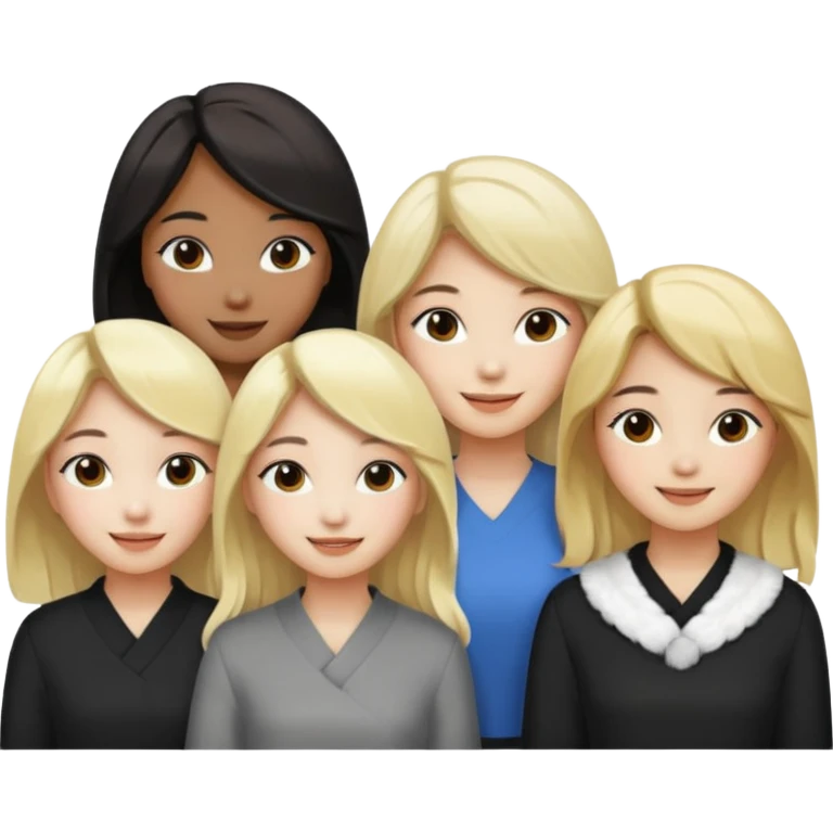 Korean 4 girls, hair colors: 1 blonde, 2 black, 1 brown emoji