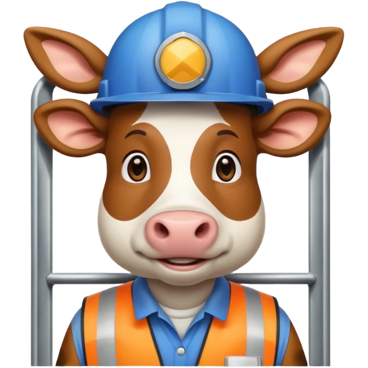 cow with a hard hat inside a toll booth emoji