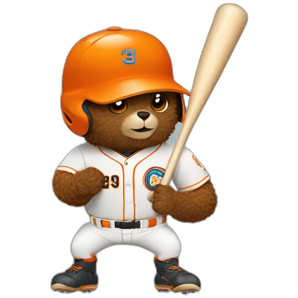 un animal castor bateando con uniforma de béisbol color naranja emoji